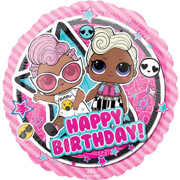 Actual product image Magni Foil Balloon L.O.L. Happy Birthday D43cm (5 x)