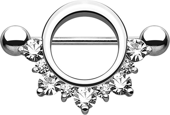 Image du produit Star Piercing Barbell rund mit unterschiedlichen Kristallen silber (Acier chirurgical 316L, sans laiton)