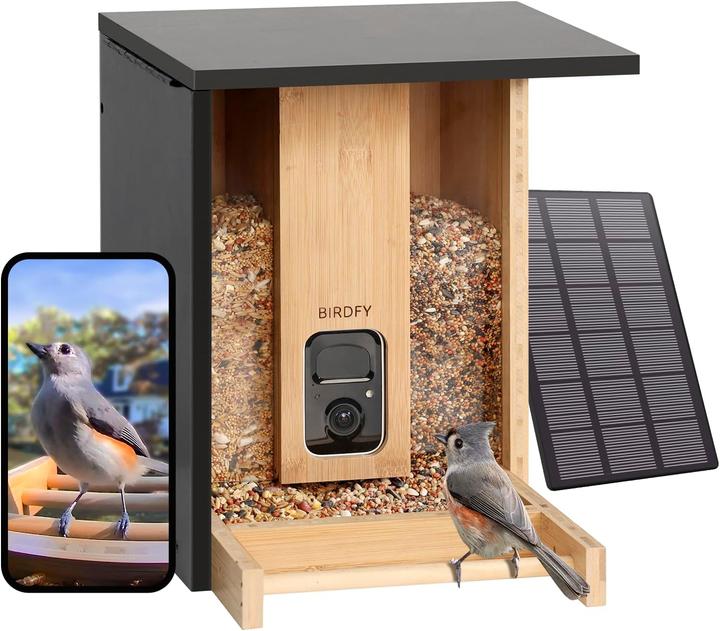 Productafbeelding Birdfy Voederbak Bamboe AI op abonnement + Zonnepaneel