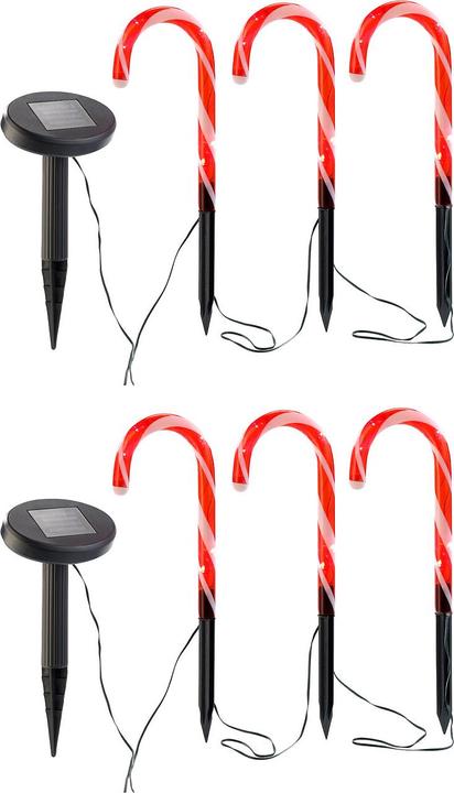 Produktbild Lunartec Solar-LED-Gartenstecker "Zuckerstangen", IP33, im 6er-Set (IP33)