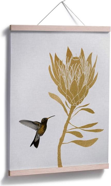 Image du produit Trenddeko Orara Studio - Colibri et fleur - fleur dorée (24 x 30 cm)