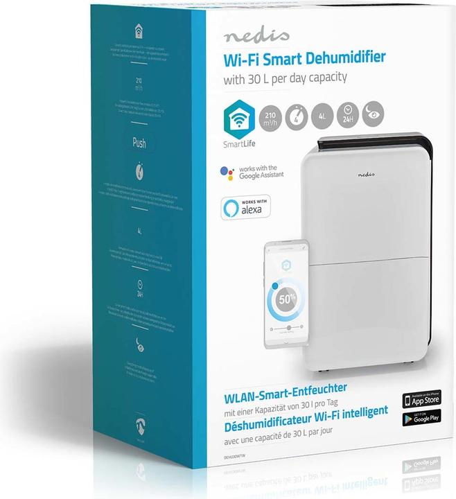 Produktbild Nedis SmartLife Luftentfeuchter | Wi-Fi | 30 l/Tag | Entfeuchtung / Kontinuierlich / Trockene wäsch (50 m², 30 l/24h)