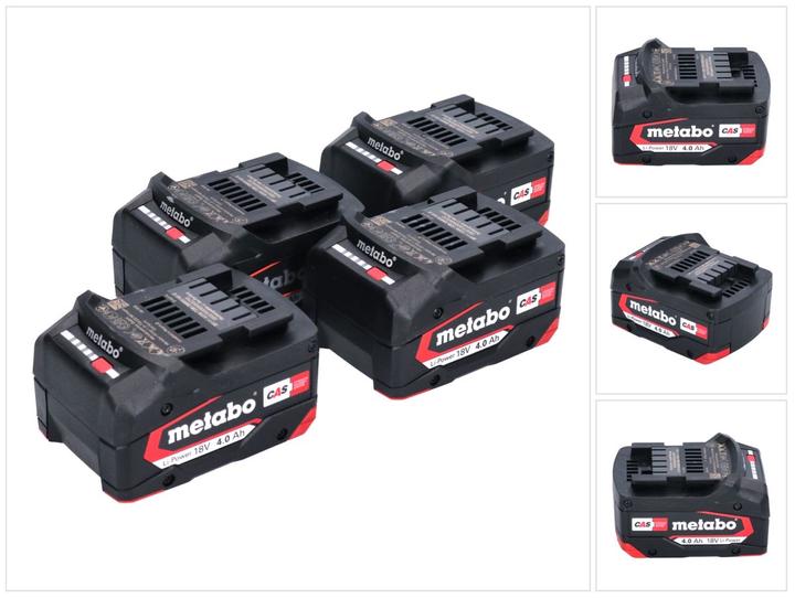 Image du produit Metabo Ensemble de batteries 4x Li-Power pack 18 V 4.0 Ah CAS Li-Ion ( 4x 625027000 ) avec indicateur de (18 V)