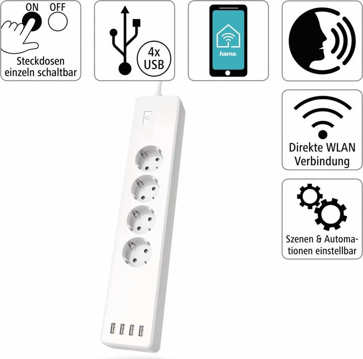 Immagine prodotto Hama Striscia della presa WLAN (4 x, 1 m)