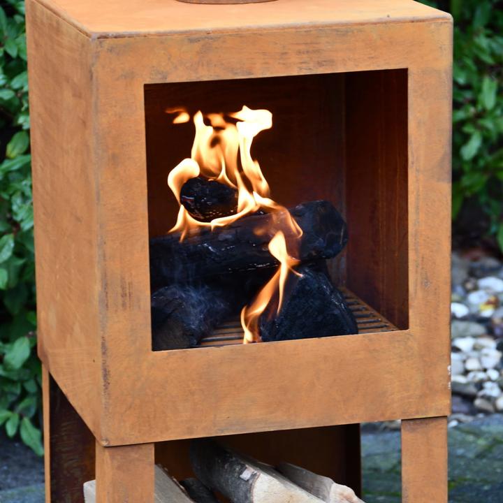 Image du produit Esschert Design Terrassenofen mit Holzlager, Rostbraun