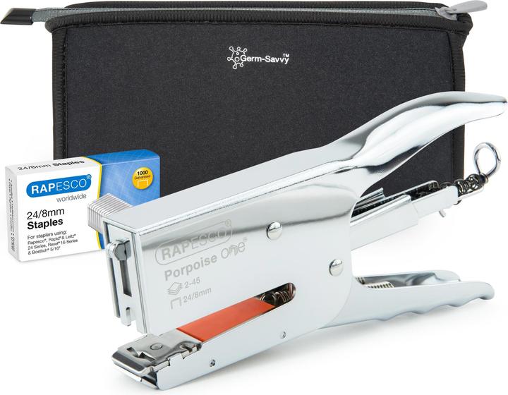 Actual product image Rapesco Stapling plier Porpoise ONE, chrome Stapling capacity: 45 sheets, insertion depth: 59 mm, for staple (45 Sheets)