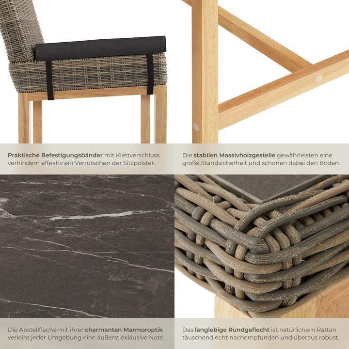 Immagine prodotto tectake Tavolo in rattan Lovas con 6 sedie Latina (161 cm)