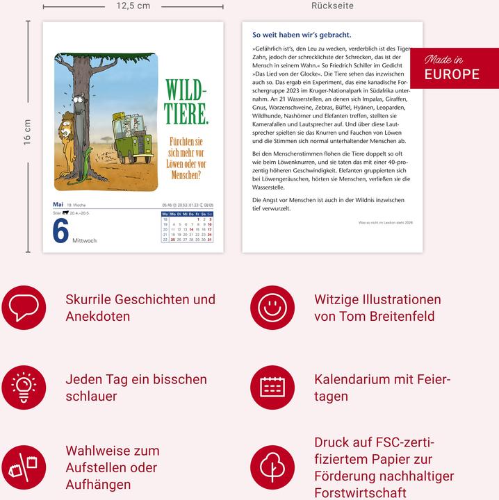 Actual product image Harenberg Was so nicht im Lexikon steht Tagesabreisskalender 2026 - Kuriositäten, Histörchen und merkwürdige (German)
