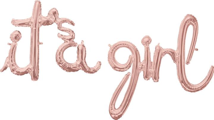 Anagram Palloncini "It's a Girl" in oro rosa (5 x)