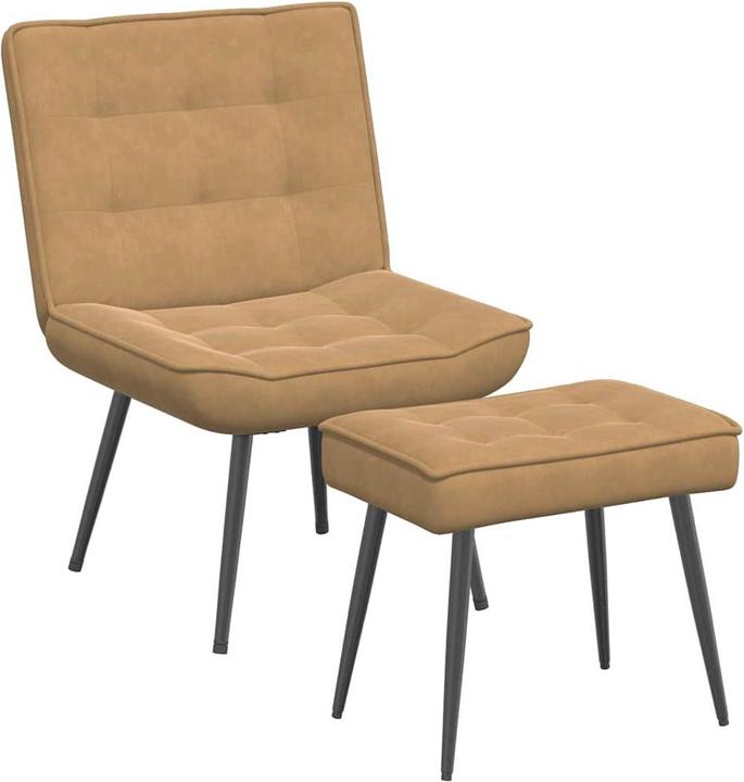 Produktbild VidaXL Relaxsessel mit Hocker Braun Samt Sessel Sessel mit Hocker