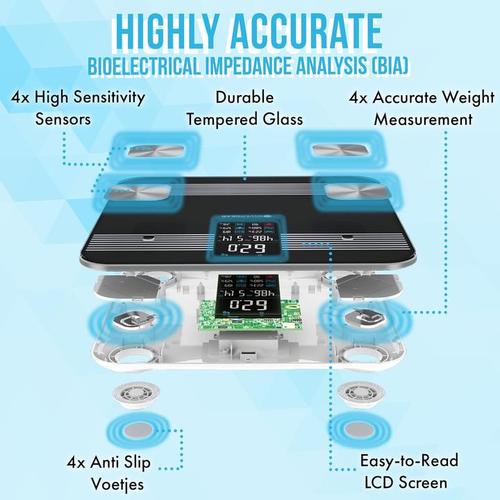Image du produit Silvergear Weegschaal met Lichaamsanalyse - Slimme Weegschaal - Scale (180 kg)