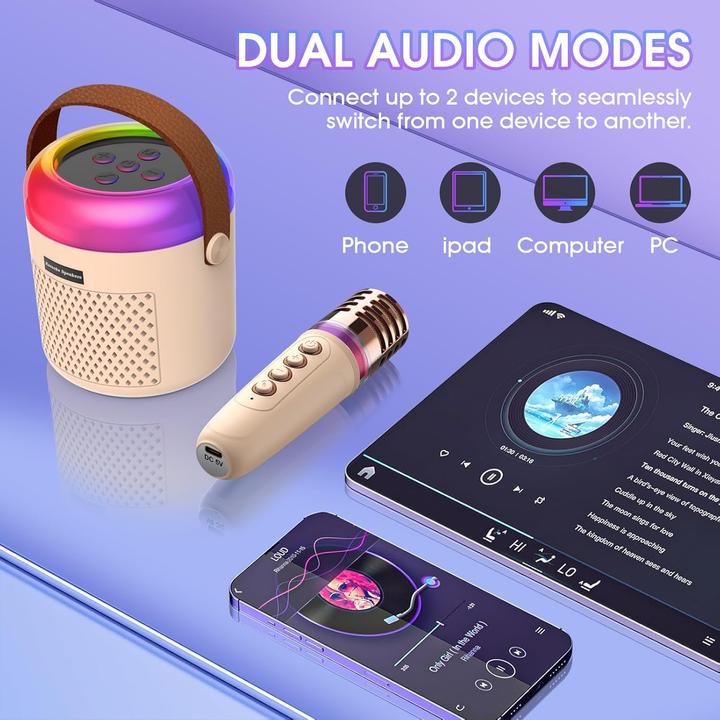 Produktbild Pmgud Karaoke Maschine für Kinder mit Mikrofon & LED-Licht