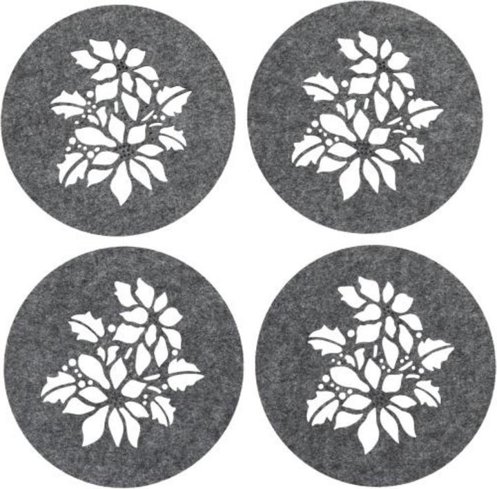 HTI-Living Platzset 4-teilig Filz mit Blumendruck (4 Stk., Ø 30 cm)