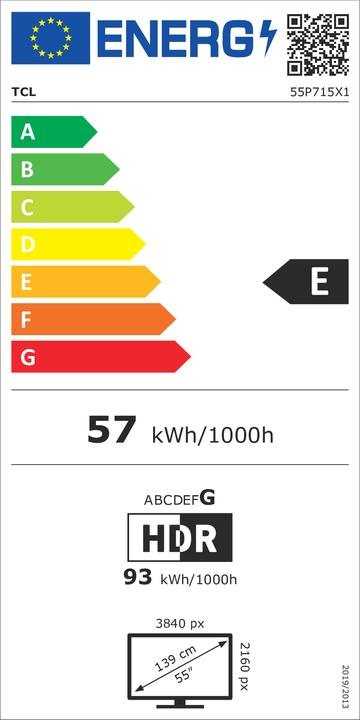 Etichetta energetica TCL 55P715 (55", LCD, 4K, 2020)