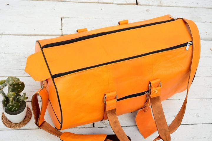 Produktbild Only-Bags.Store Reisetasche aus gelbem Leder, Wochenendtasche aus gelbem Leder, Reisetasche