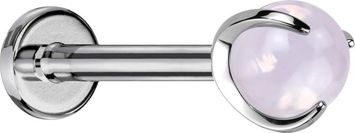 Produktbild Star Piercing Micro Labret Innengewinde silber Kugel Opalite pink Stein gefasst (Mineralisch, ohne Messing, Titan G23)