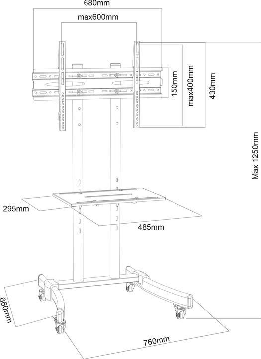 Produktbild VCM TV Standfuss Ständer Alu Glas B-MS 125 (70", 30 kg)