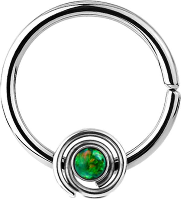 Produktbild Star Piercing Septum Ring spirale mit Opal grün (Chirurgenstahl 316L, ohne Messing)