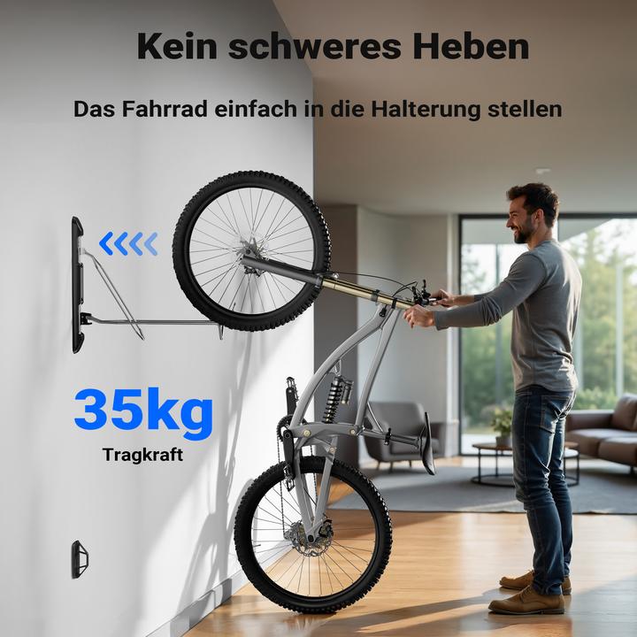 Produktbild Wiltec Fahrrad Wandhalterung 11,8x63,8x58,3cm bis 35kg Fahrradhalterung