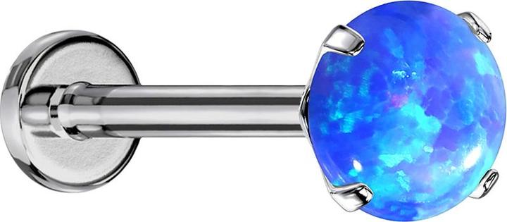 Produktbild Star Piercing Micro Threadless Labret silber Opal blau gefasst (ohne Messing, Titan G23)