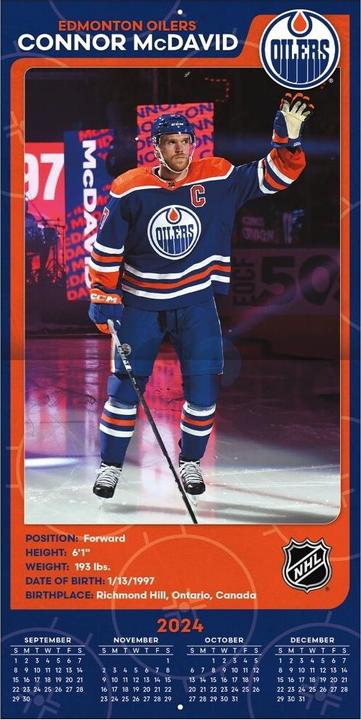 Actual product image NHL - Edmonton Oilers - Connor McDavid - 30.5 x 30.5 cm Player Wall Calendar 2025 (30.5 x 30.5 cm, French, Italian, Spanish, German, English)