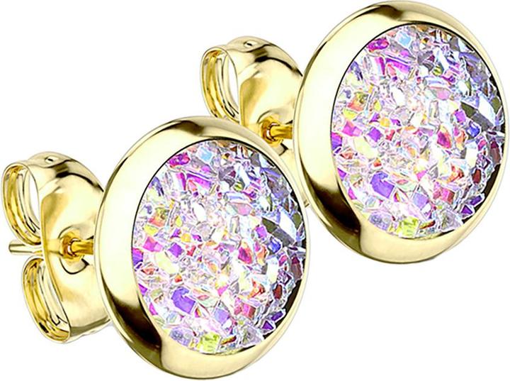 Produktbild Star Piercing Ohrstecker vergoldet mit Druse Stein multicolor (ohne Messing, Chirurgenstahl 316L)