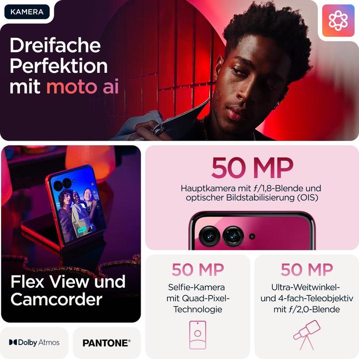 Actual product image Motorola Razr 60 Ultra (512 GB, Pantone Cabaret, 6.96", SIM + eSIM, 50 Mpx, 5G)