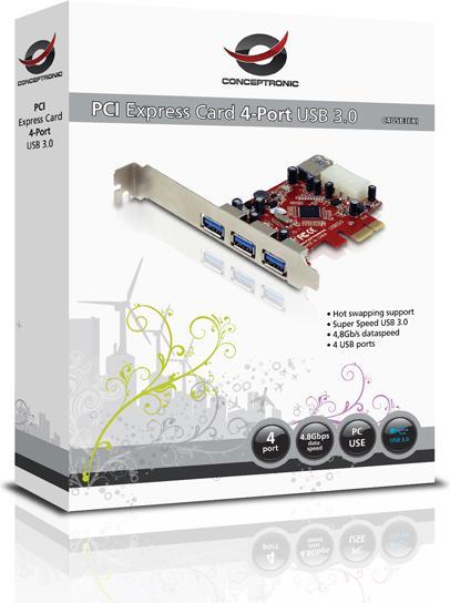 Produktbild Conceptronic 4 x USB 3.0, PCI
