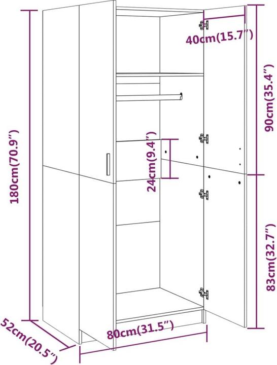 Actual product image VidaXL Erminio (80 x 52 x 180 cm)