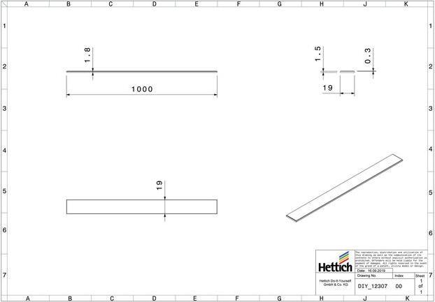 Image du produit Hettich Magnetband 1000 x 19 mm