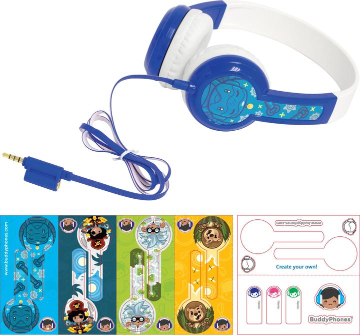Actual product image Buddyphones kids headphones wired Discover (Blue)