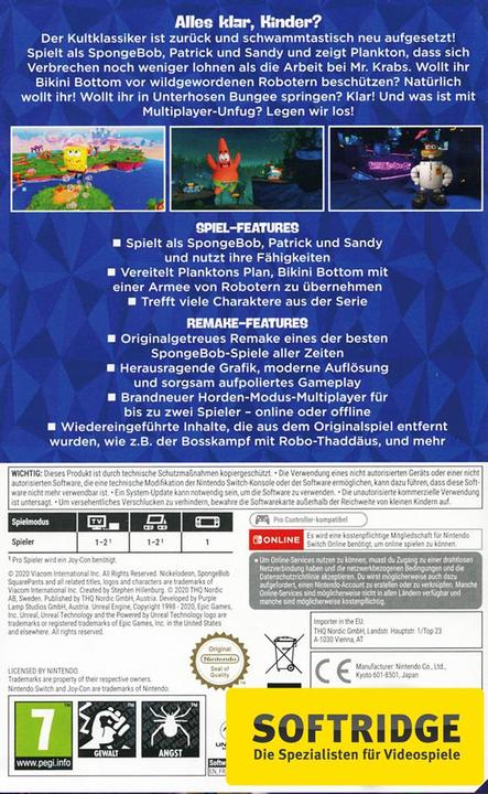 Actual product image THQ SpongeBob: Battle for Bikini Bottom - Rehydrated (Switch, DE)