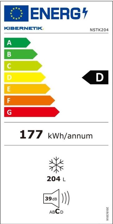 Energie-Label Kibernetik ECOTK204 (Freistehend, 204 l)
