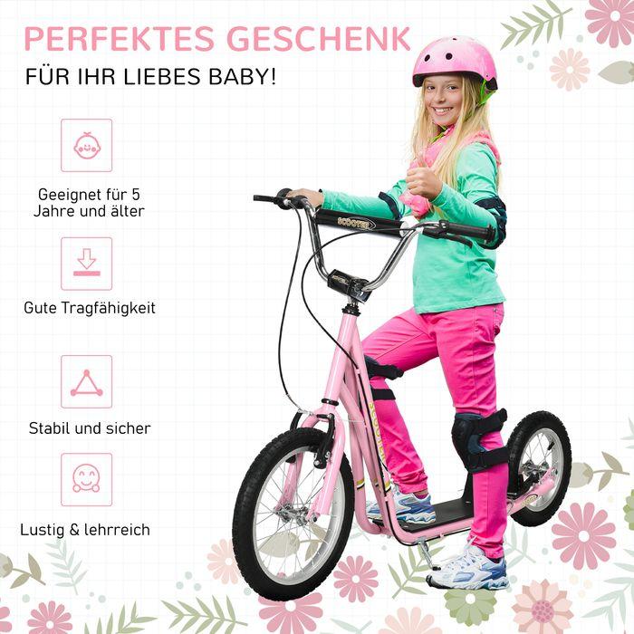 Image du produit Swisshandel24 trottinette avec freins 16/12 pouces trottinette Cityroller enfants Kickboard pour 5+ ans