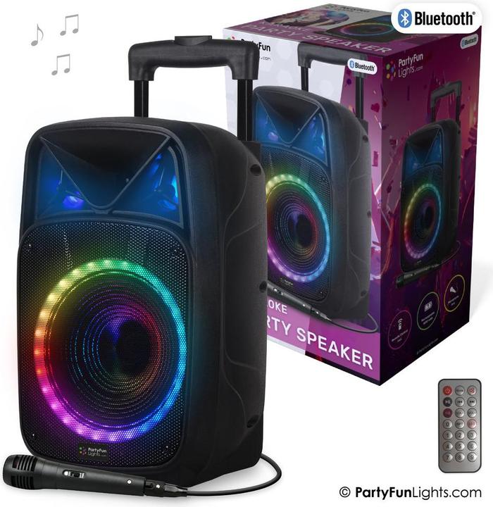 Produktbild PartyFun Lights Party Fun Lights - Karaoke Party Speaker with Handle & Wheels - (605603)