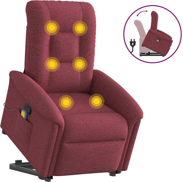 Actual product image VidaXL Massage chair with stand-up aid wine red fabric