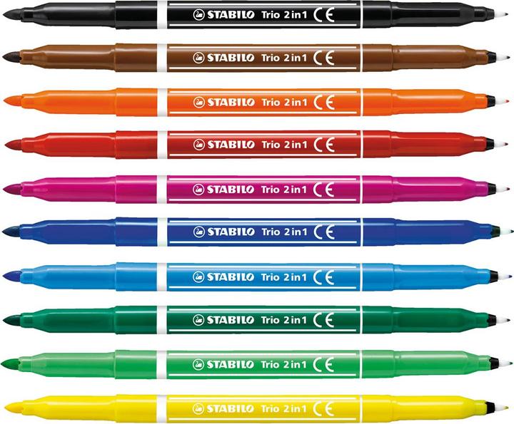 Produktbild STABILO Trio in Filzstift und Fineliner in einem (Mehrfarbig, 10 x)