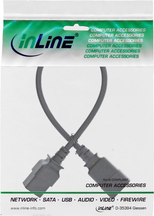 Produktbild InLine ® Kaltgeräteverlängerung 16A, C19 auf C20, 0,3m (0.30 m, C20)