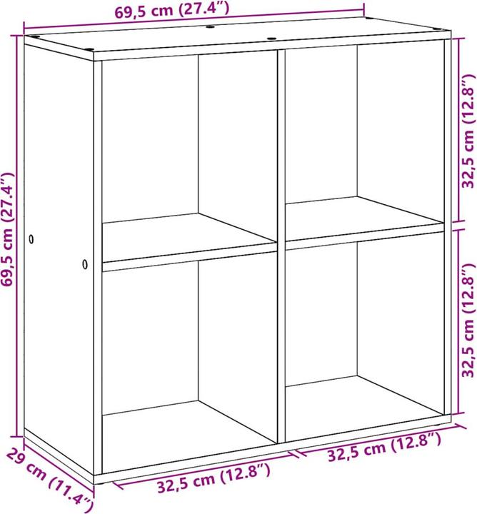Image du produit VidaXL Séparation de pièce Bibliothèque Étagère sur pied Étagère de bureau Étagère cubique Gris Sonoma (69.5 x 29 x 103.5 cm)