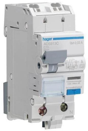 Actual product image Hager FI-LS 1P+N 6kA C-13A 30mA A QC