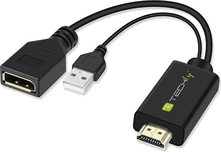 Actual product image Techly Adapter HDMI M to DisplayPort F + USB-A M 4Kx2K 30Hz (HDMI, 1.10 cm)
