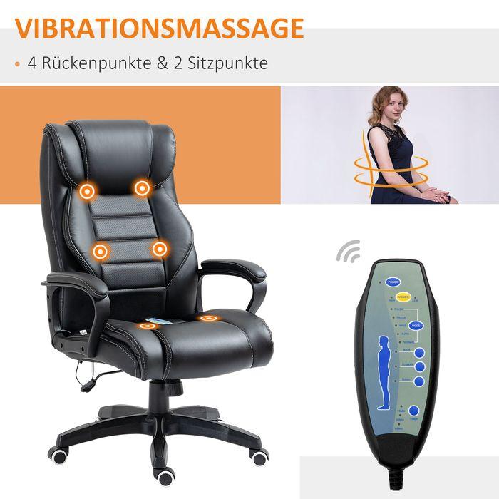 Produktbild Swisshandel24 Bürostuhl mit Massage ergonomisch Massage Sessel 6 Vibrationspunkte Leinen-Gefühl einstellbar Schwar