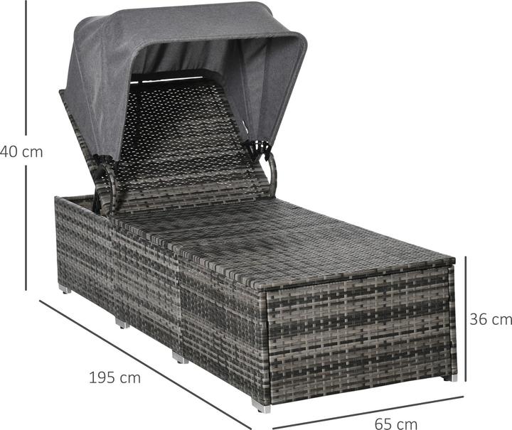 Image du produit Outsunny Transat en rotin avec toit solaire (195 cm)