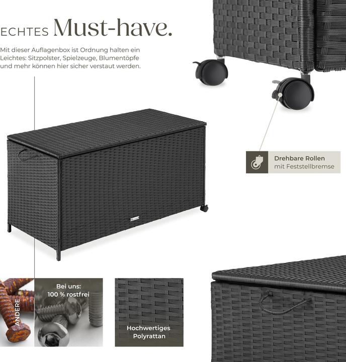 Immagine prodotto tectake Box contenitore con telaio in alluminio e rotelle 297 L, 117 x 54 x 64 cm
