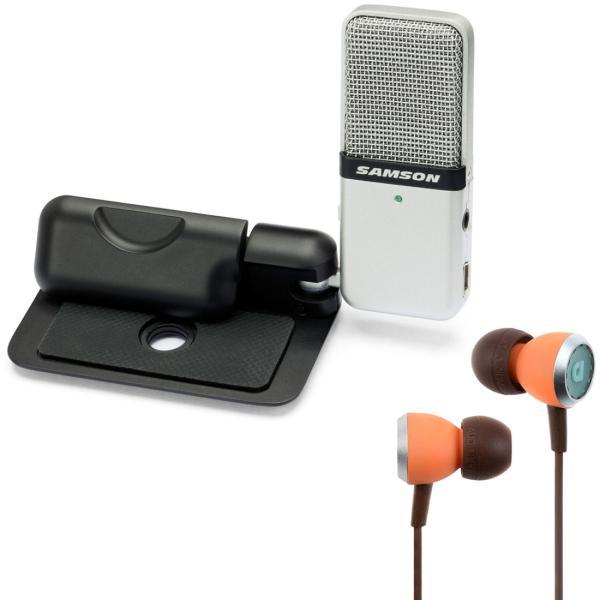 Actual product image Samson Go Mic USB microphone with Audiofly InEar headphones