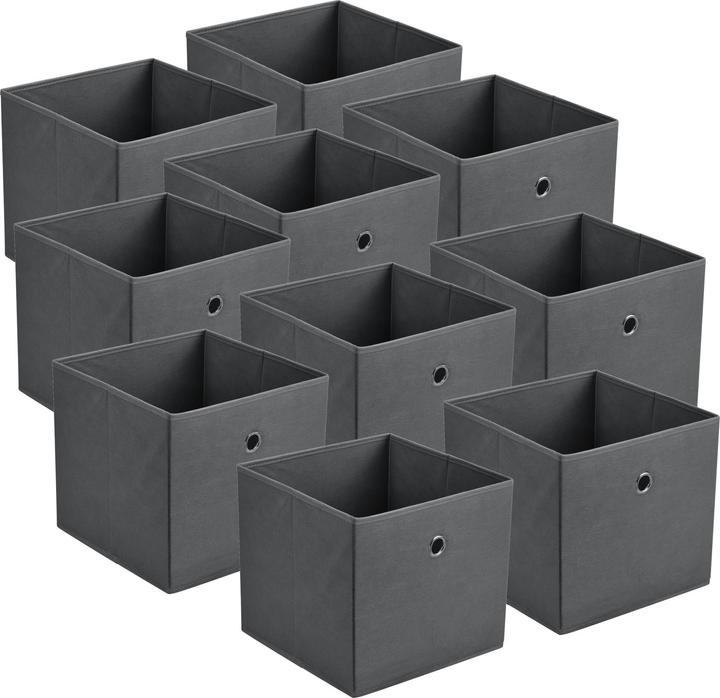 Produktbild En.Casa Faltbox 10er-Set 30x30x28 cm Vliesstoff Dunkelgrau (30 x 30 x 28 cm, 25.20 l)