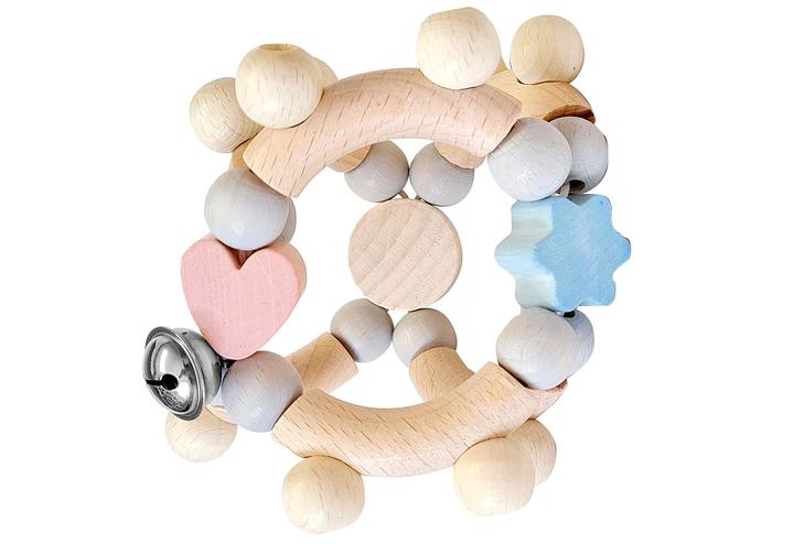 Actual product image Hess 11095 Motor rattle, heart nature pink/blue