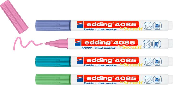 Image du produit Edding Kreidemarker (Bleu métallique, Rose Métallique, Vert métallique, violet métallique, 2 mm, 4 x)