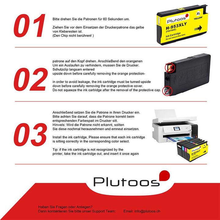 Energy Label Plutoos HP 953XL Cartridges XXL compatible, set of 4 colours (C, M, Y, BK)