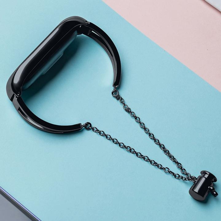 Actual product image Hurtel Replacement metal band bracelet strap for Xiaomi Mi Band 6 / 5 / 4 / 3 black (Stainless steel)